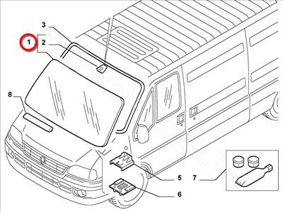 E. szélvédő Duc 94- - JUMPER, DUCATO, BOXER - 71752412, 1341542080 -  - FIAT eredeti Eredeti új 71752412