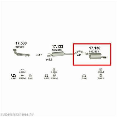 Polmo 17.136 - Opel Corsa B Kipufogó hátsó dob