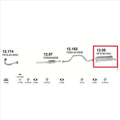 Marix 12-08 hátsó kipufogó dob - MAZDA 626 (3rd gen)