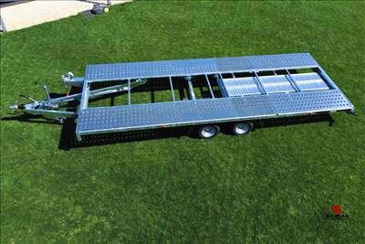 Új autószállító utánfutó (550x210cm - 2700kg) - alu rámpával - akciósan bruttó 1.890.000 Ft
