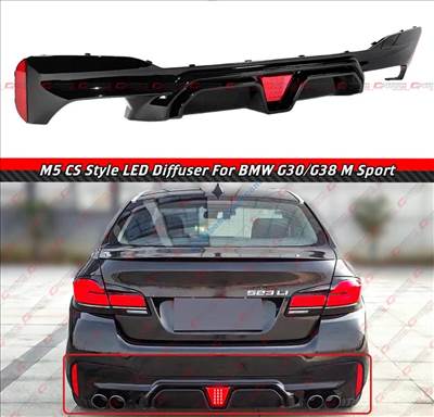 BMW G30 G31 G38 M5 CS style pótféklámpás diffúzor, M-sport lökhárítóba, 2017-2023