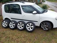  5x100 lyukosztású 15" újszerű alufelni, rajta 195/55 használt Continental nyári gumi gumi 