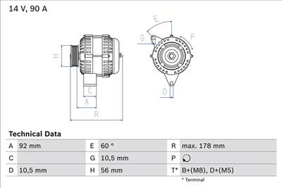 generátor BOSCH 0 986 039 750 for MERCEDES-BENZ