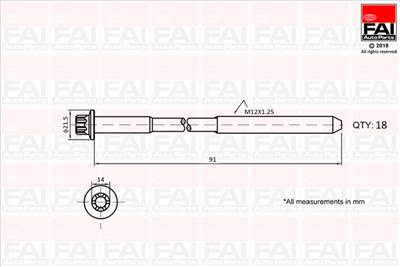 FAI AutoParts B2101 - hengerfejcsavar készlet MITSUBISHI