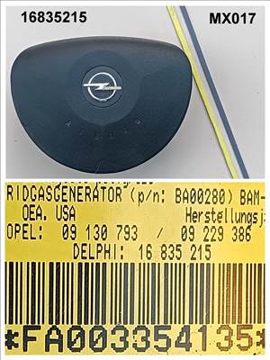 Opel Combo C, Opel Corsa C, Opel Tigra TwinTop kormánylégzsák 16835215