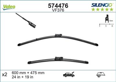 vw jetta 2014-2018 - ablaktörlő lapát 2db (vm376)  ut./vez.o.    silencio x-trm