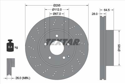 féktárcsa TEXTAR 92165003 for MERCEDES-BENZ