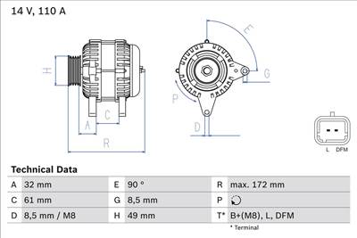generátor BOSCH 0 986 080 330 for RENAULT