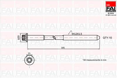 FAI AutoParts B2129 - hengerfejcsavar készlet CHEVROLET HYUNDAI KIA OPEL VAUXHALL