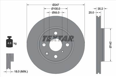 féktárcsa TEXTAR 92141903 for PEUGEOT, CITROËN, TOYOTA, JAC
