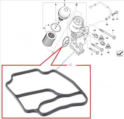BMW olajszűrő ház tömítés 1142171985, M50 M52 M54, E36, E46, E60, E65, E83, E53, E85 X3 X5