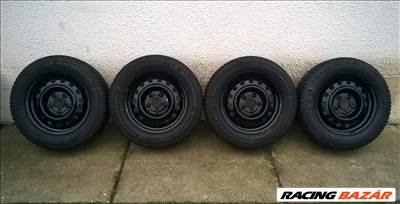 Eladó 4db 15-ös 5x114.3-as Kia,Hyundai,Mitsubishi,stb lemezfelni 195/65R15 Hankook téli gumival 