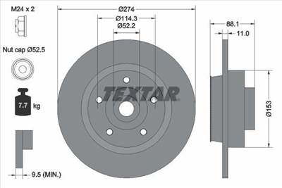féktárcsa TEXTAR 92232603 for RENAULT, SAMSUNG