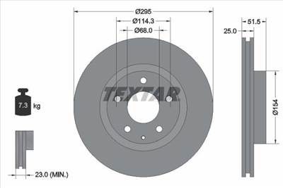 féktárcsa TEXTAR 92267603 for MAZDA