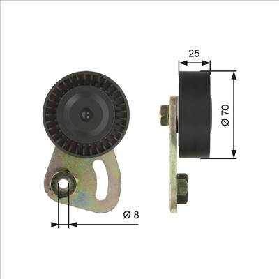 feszítőgörgő, hosszbordás szíj GATES T39019 for MG, ROVER, LAND ROVER