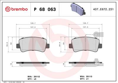 Fékbetét készlet BREMBO P 68 063 for OPEL, RENAULT, NISSAN, VAUXHALL, …
