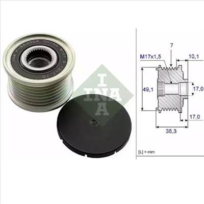 Renault Koleos II új utángyártott szabadonfutó generátor szíjtárcsa 7Pk 2016-tól