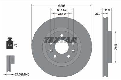féktárcsa TEXTAR 92274203 for NISSAN, RENAULT, SAMSUNG
