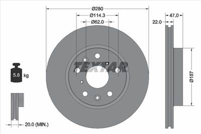 féktárcsa TEXTAR 92156600 for SUZUKI, FIAT