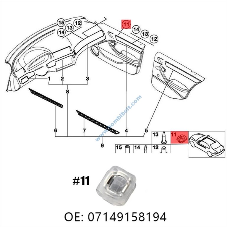 BMW ajtókárpit patent E46, E90, E91, E92, E93, E53, 51418215806 3. kép