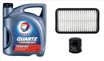 Suzuki Alto olajcsere szett 1.1 2002-2006 levegőszűrő, olajszűrő, Total Quartz 7000 10w40 4L (13780M