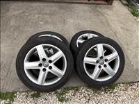 Audi gyári alufelni szett, 5x112 17" A6 C6 4F nyári gumikkal 4F0601025AF