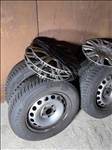  5x112 lyukosztású 15" használt lemezfelni, rajta 195/65 használt Goodyear téli gumi gumi 