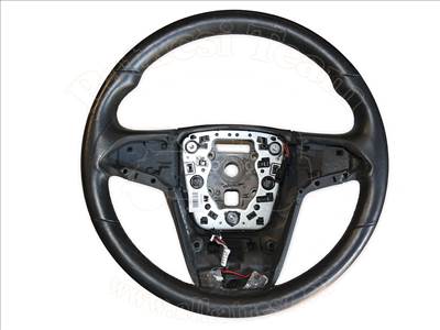 Opel Insignia A 2008-2017 - kormánykerék, 3 küllős, bőr, fekete, tempomathoz, kormányfűtéshez, rádió működtetéshez, 12 