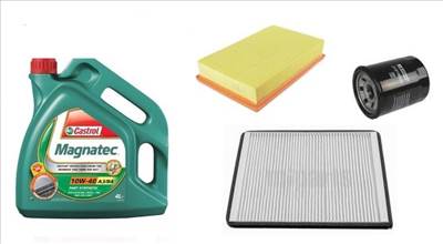 Suzuki Wagon R olajcsere szett 1.3 G13BB motorszám, levegőszűrő, olajszűrő, pollenszűrő, Castrol Mag