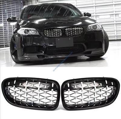 BMW F10 F11 F18 Diamond hűtőrács / vese, króm-fényes fekete