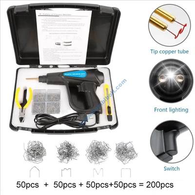 Műanyag hegesztő pisztoly + 200 darabos kapocs készlet