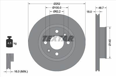 féktárcsa TEXTAR 92196503 for KIA, HYUNDAI