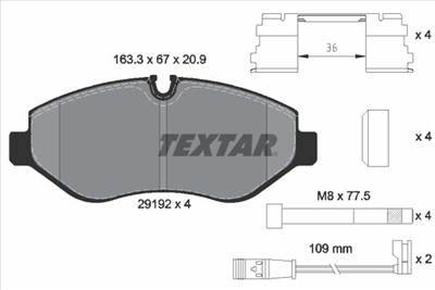 Fékbetét készlet TEXTAR 2919202 for MERCEDES-BENZ, VW