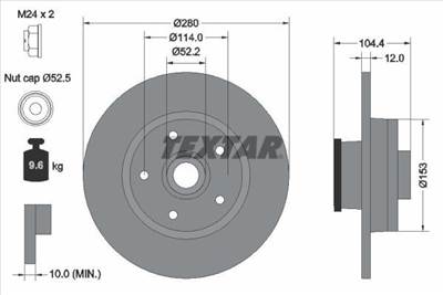féktárcsa TEXTAR 92268903 for VAUXHALL, RENAULT, NISSAN, FIAT