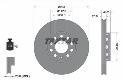 féktárcsa TEXTAR 92057605 for AUDI, VW, SEAT, SKODA