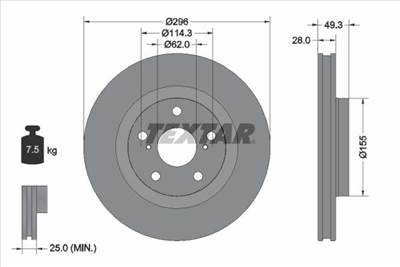 féktárcsa TEXTAR 92168803 for TOYOTA, LEXUS