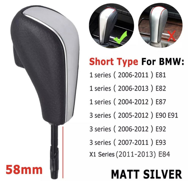 BMW automata váltókar ezüst-bőr E81, E82, E87, E90, E91, E92, E93, E84, 25167585524 2. kép