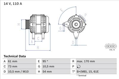 generátor BOSCH 0 986 049 430 for ROVER, MG, LAND ROVER