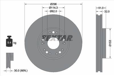 féktárcsa TEXTAR 92237503 for LEXUS