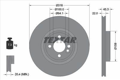 féktárcsa TEXTAR 92255003 for MINI