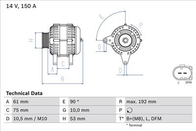 generátor BOSCH 0 986 045 251 for BMW, ROVER, LAND ROVER