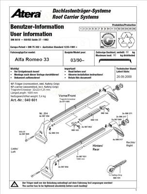 Alfa Romeo 33 1990-1994 - Tetőcsomagtartó szett acél, zár nélkül*