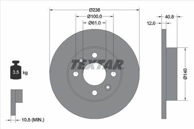féktárcsa TEXTAR 92036103 for DACIA, RENAULT