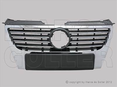 VW Passat 2005-2010 - HUT króm-fekete króm díszl. (15cm embl.) szenz.jel