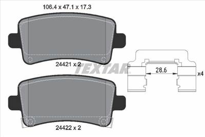 Fékbetét készlet TEXTAR 2442102 for OPEL, GENERAL MOTORS, BUICK, SAAB, …