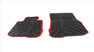 Gyári BMW F32 F33 F36 F82 F83 M4 Allweather tépőzáras fekete-piros "sport" első gumiszőnyeg szett 51472348156