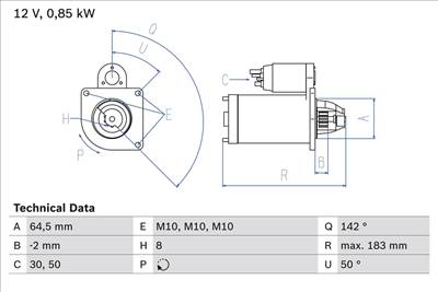 önindító BOSCH 0 986 022 810 for RENAULT, DACIA, NISSAN, MITSUBISHI