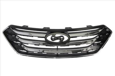 Hyundai Santa FÉ III.  2012.10.01-2015.12.31 utángyártott új hűtődíszrács, fekete, króm lécek 863512w000