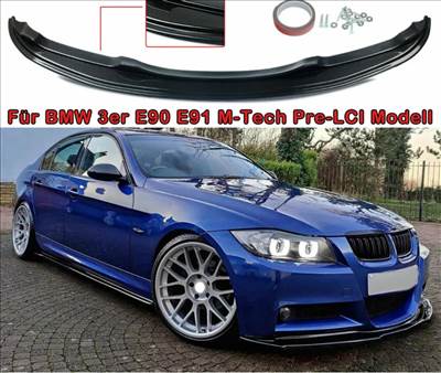 BMW E90 E91 pre Lci lökhárító toldat, fényezett fekete 2005-2008