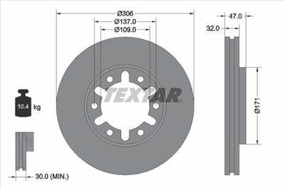 féktárcsa TEXTAR 92138300 for NISSAN